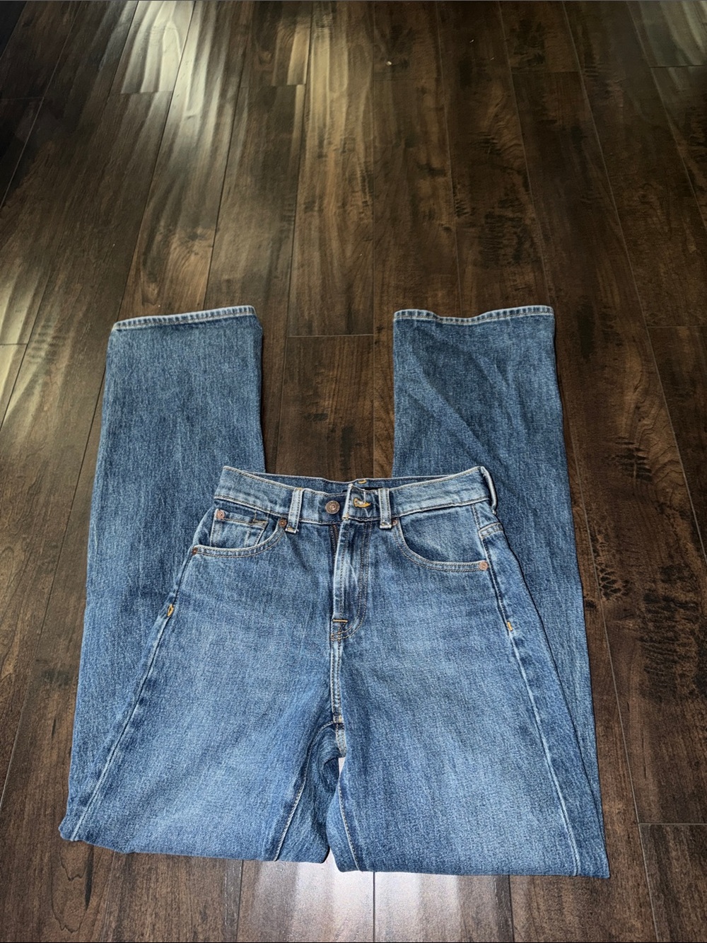 7 For All Mankind Straight Leg Blue Denim Jeans